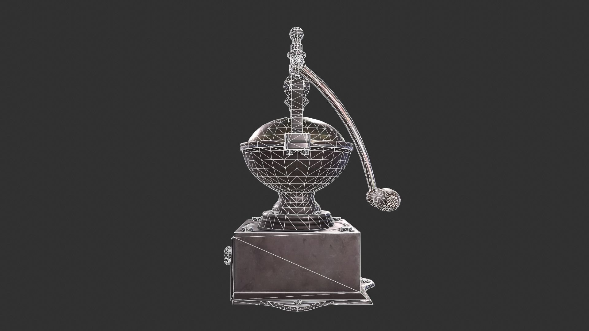 Vintage Coffee Grinder Low-poly 3D model_10