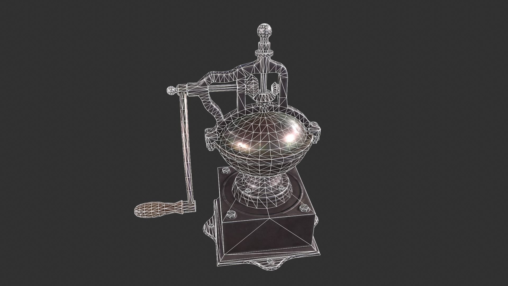Vintage Coffee Grinder Low-poly 3D model_8
