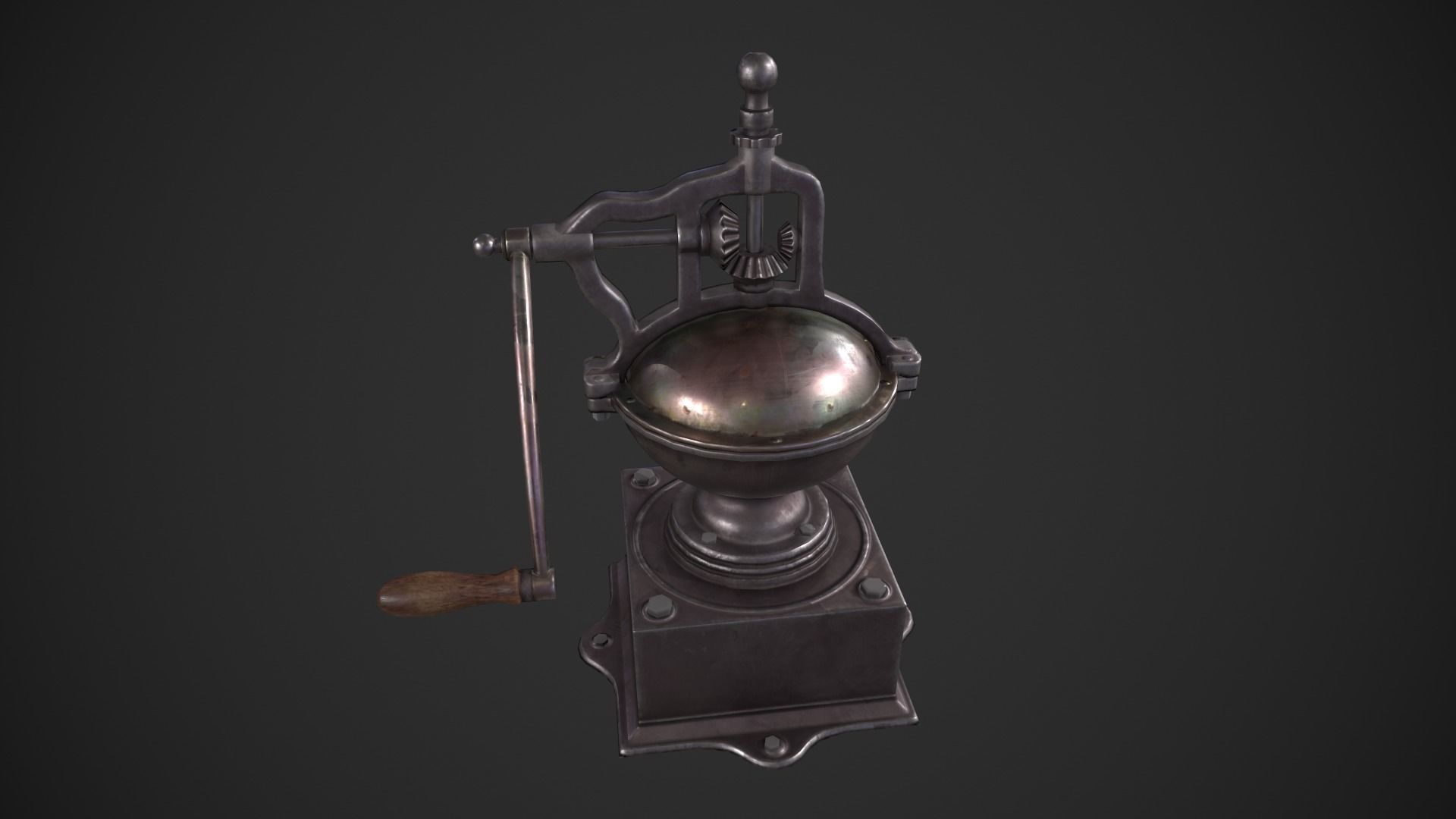 Vintage Coffee Grinder Low-poly 3D model_7
