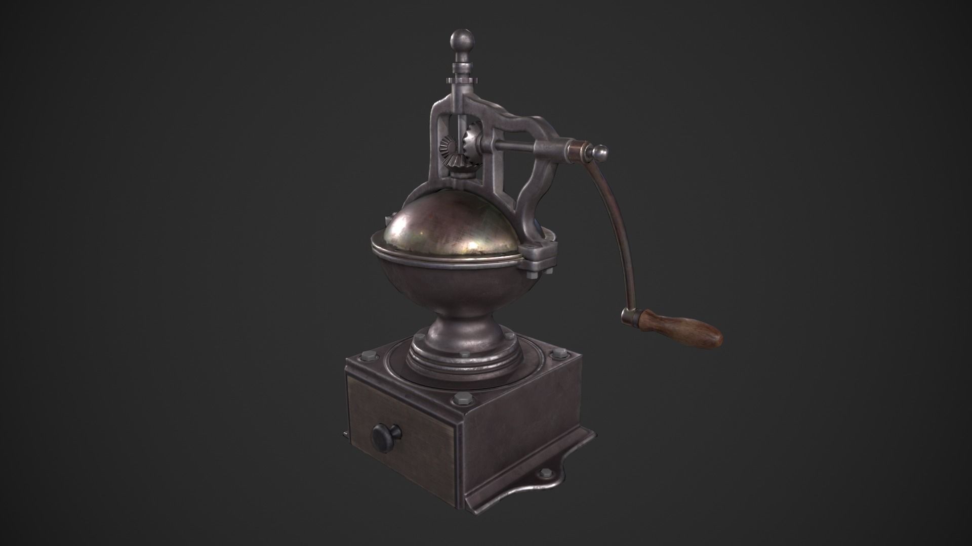 Vintage Coffee Grinder Low-poly 3D model_1