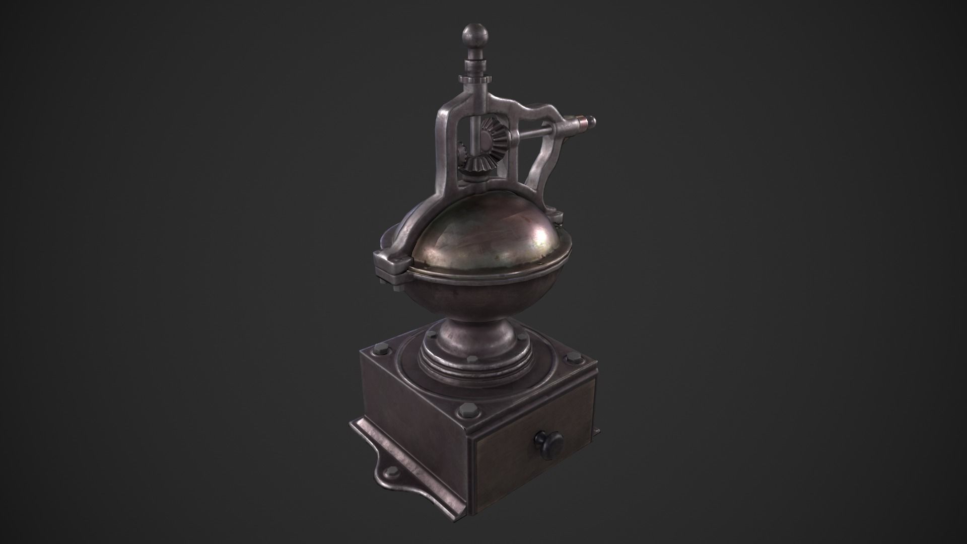 Vintage Coffee Grinder Low-poly 3D model_3