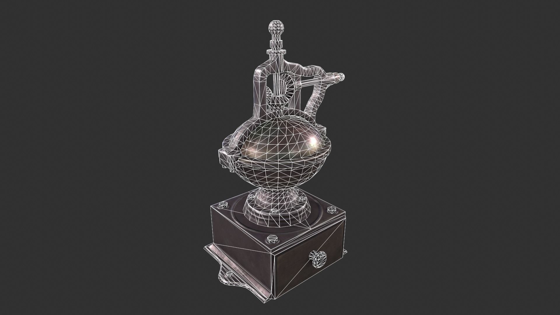 Vintage Coffee Grinder Low-poly 3D model_4