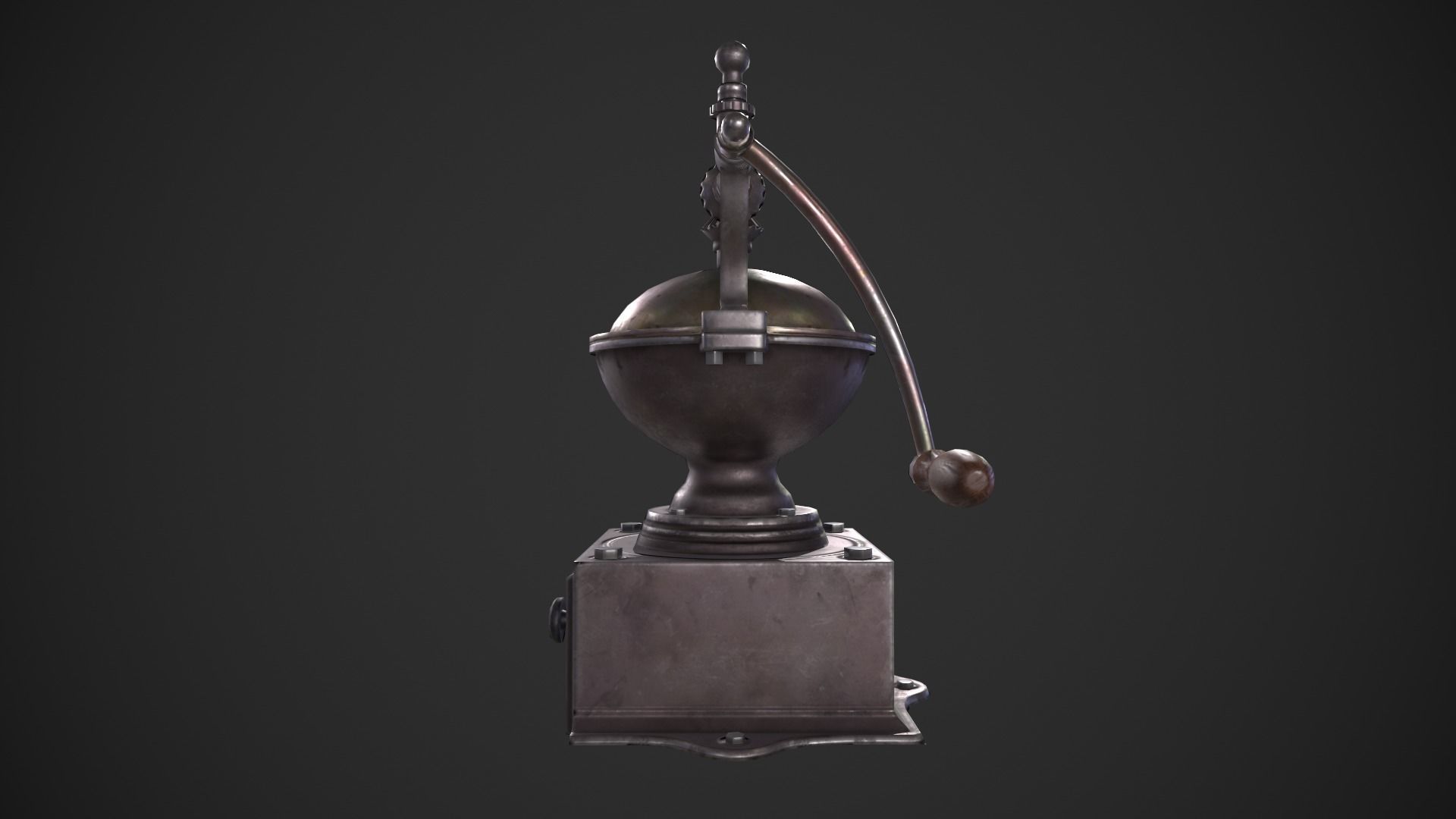Vintage Coffee Grinder Low-poly 3D model_9
