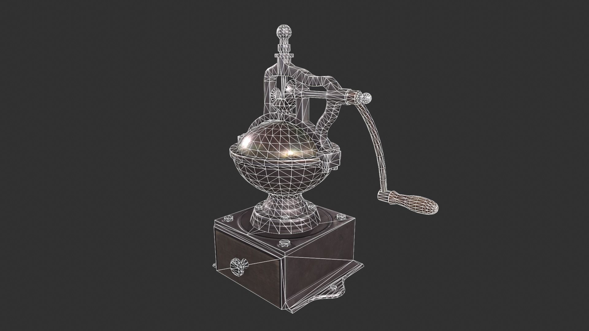 Vintage Coffee Grinder Low-poly 3D model_2