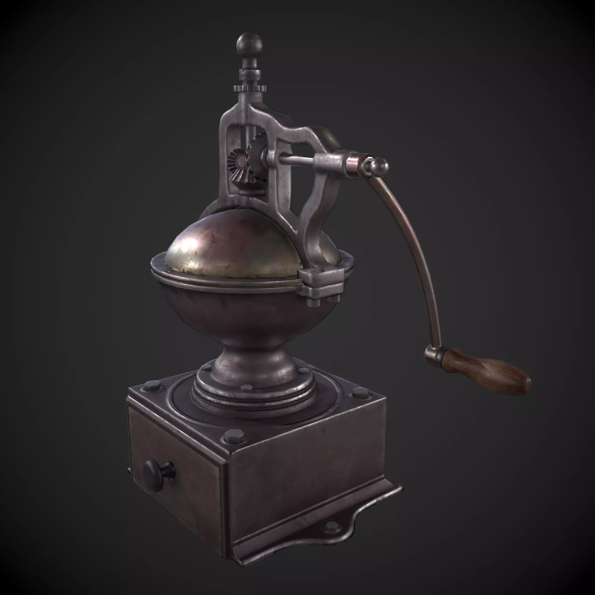 Vintage Coffee Grinder Low-poly 3D model_0