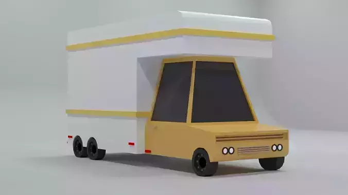 Cartoon Low Poly  Food Truck Low-poly 3D model