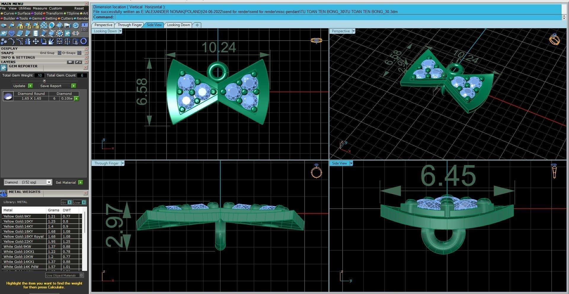 Bow-tie pendant 3dm stl render details 3D print model_6