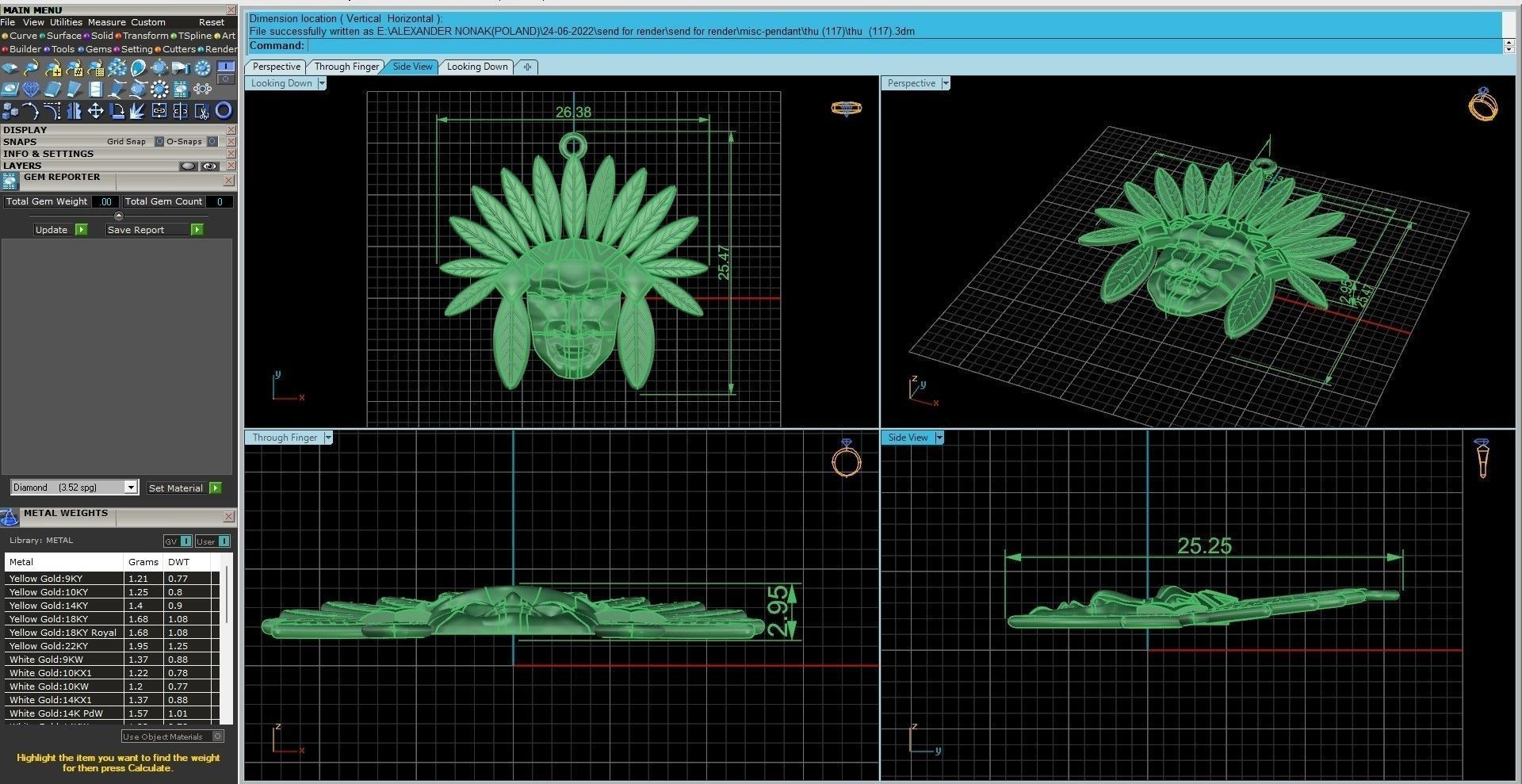 African tribe pendant 3dm stl render details 3D print model_18