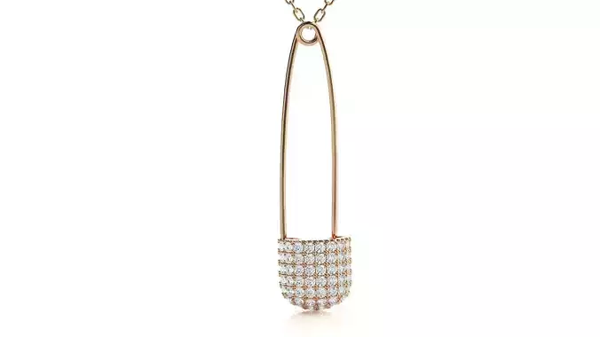 Diamond safety pin pendant 3dm stl render details  3D print model