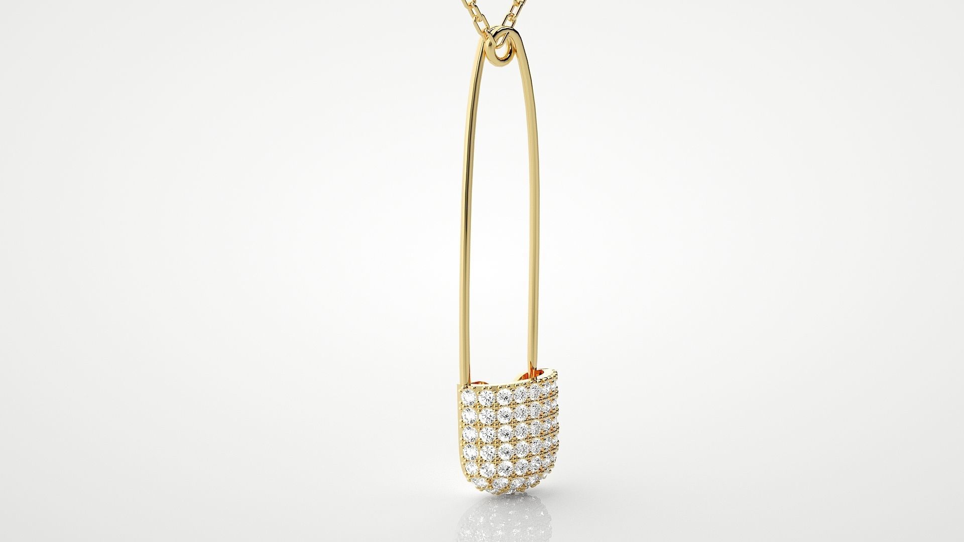 Diamond safety pin pendant 3dm stl render details  3D print model_15