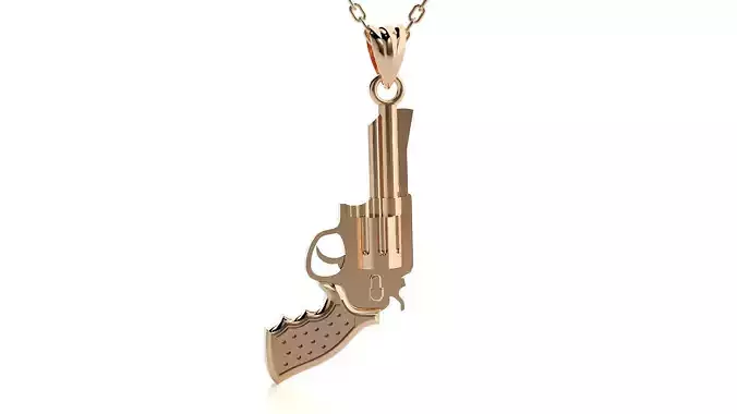 Pistol gun pendant 3dm stl render details 