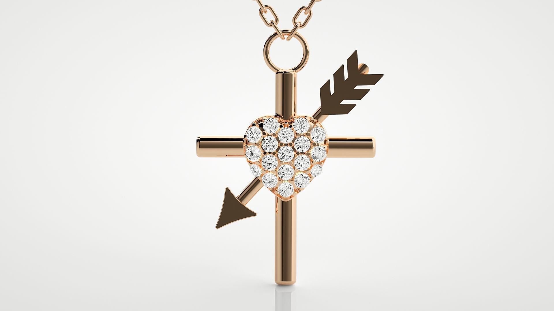 Cross with heart and arrow pendant 3dm stl render details  3D print model_1