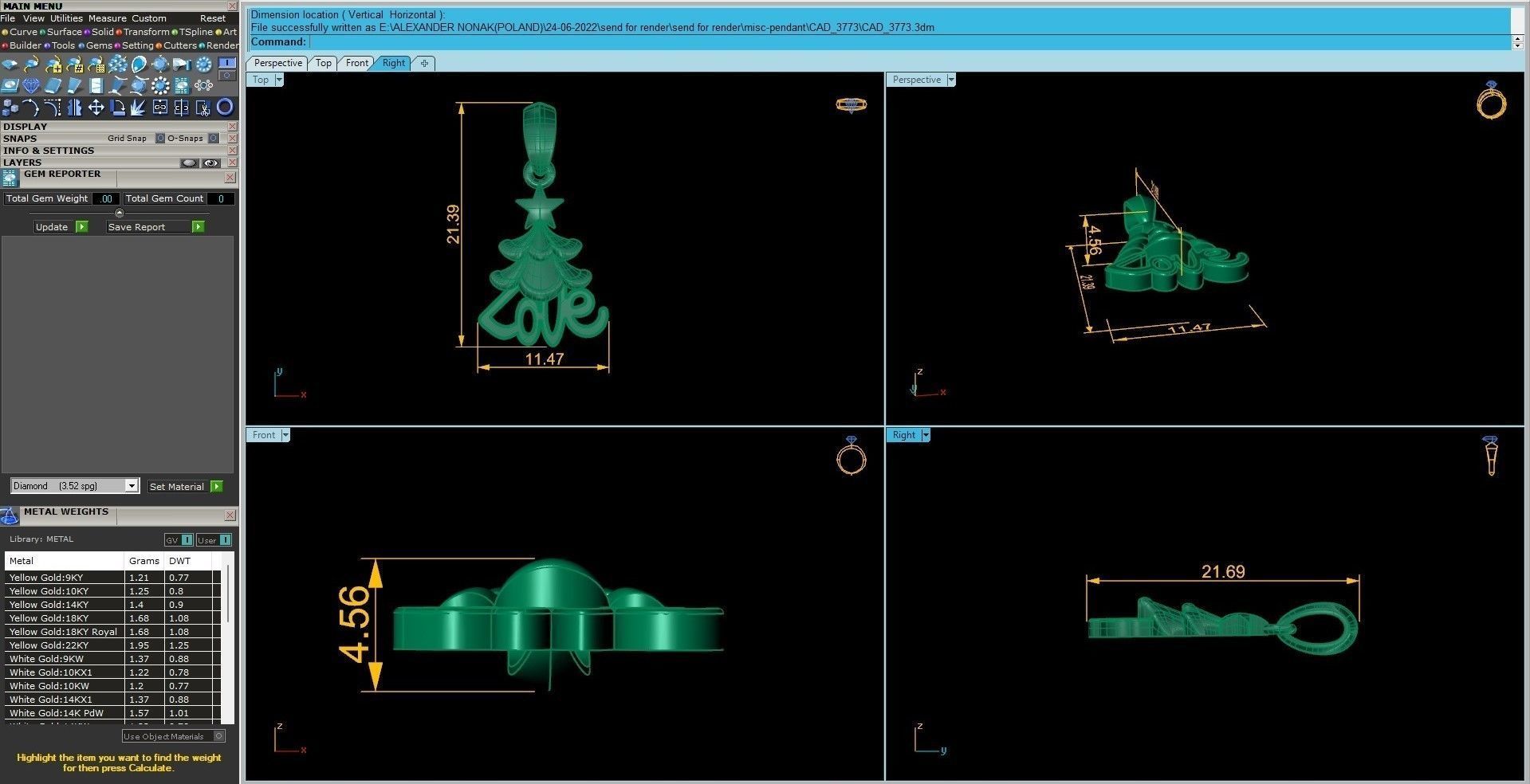 Love pendant 3dm stl render details  3D print model_4