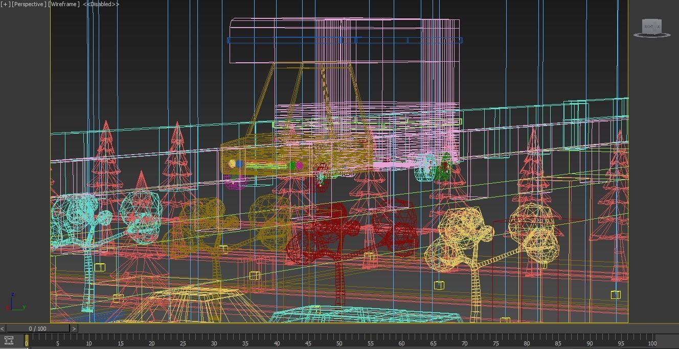 Cartoon Low-Poly Game level for car racing game-ready 3D model Low-poly 3D model_7