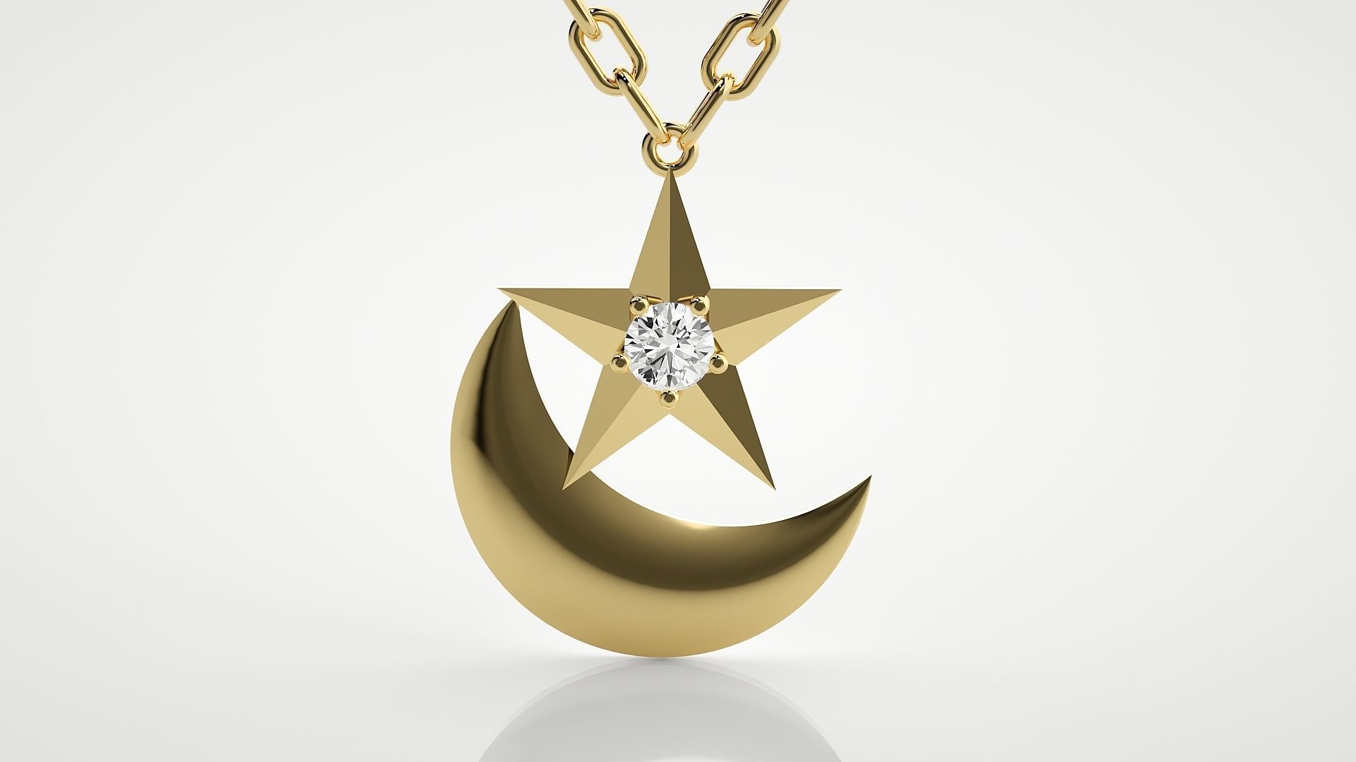 Moon and Star pendant 3dm stl render details  3D print model_14
