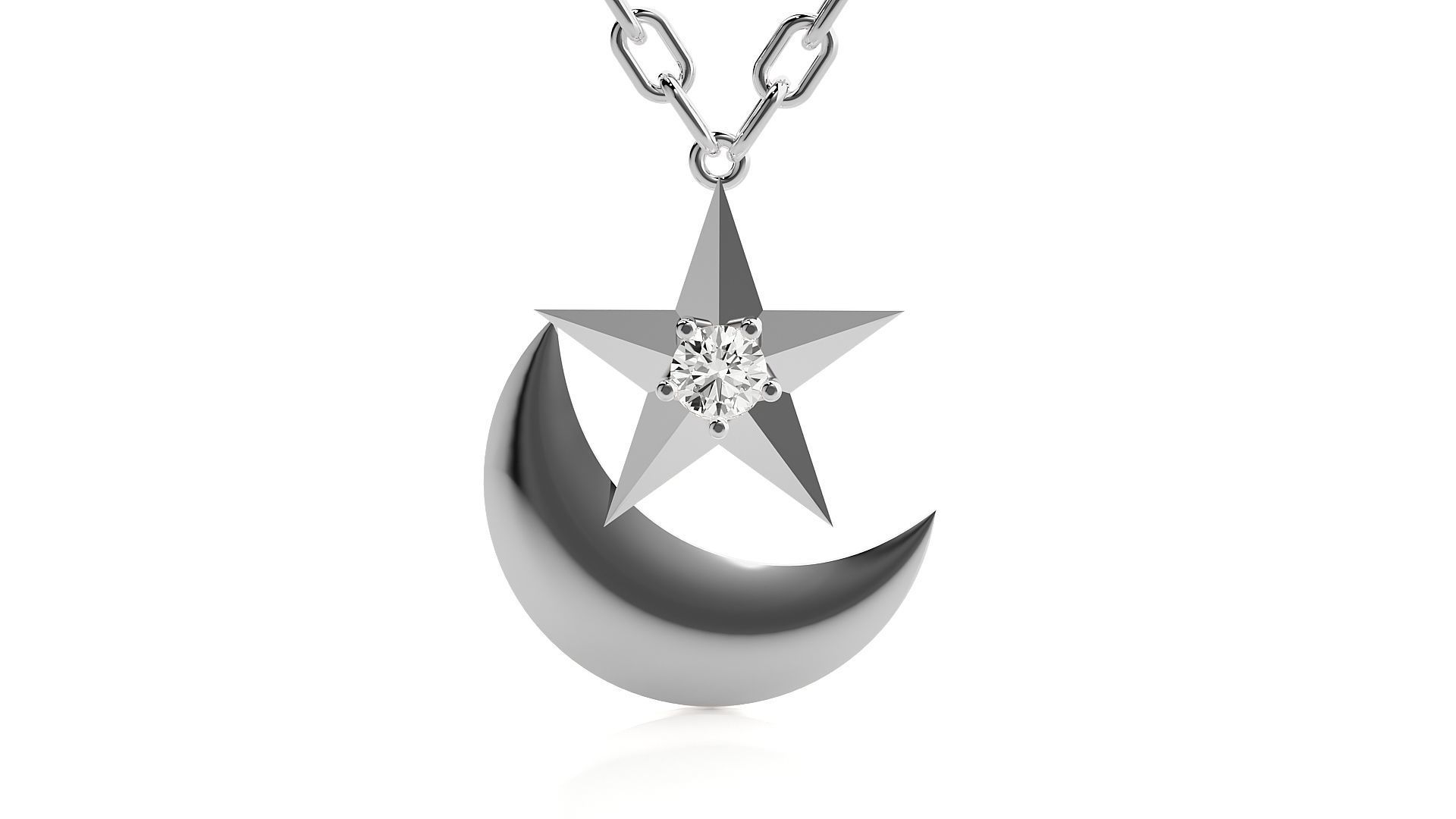 Moon and Star pendant 3dm stl render details  3D print model_7