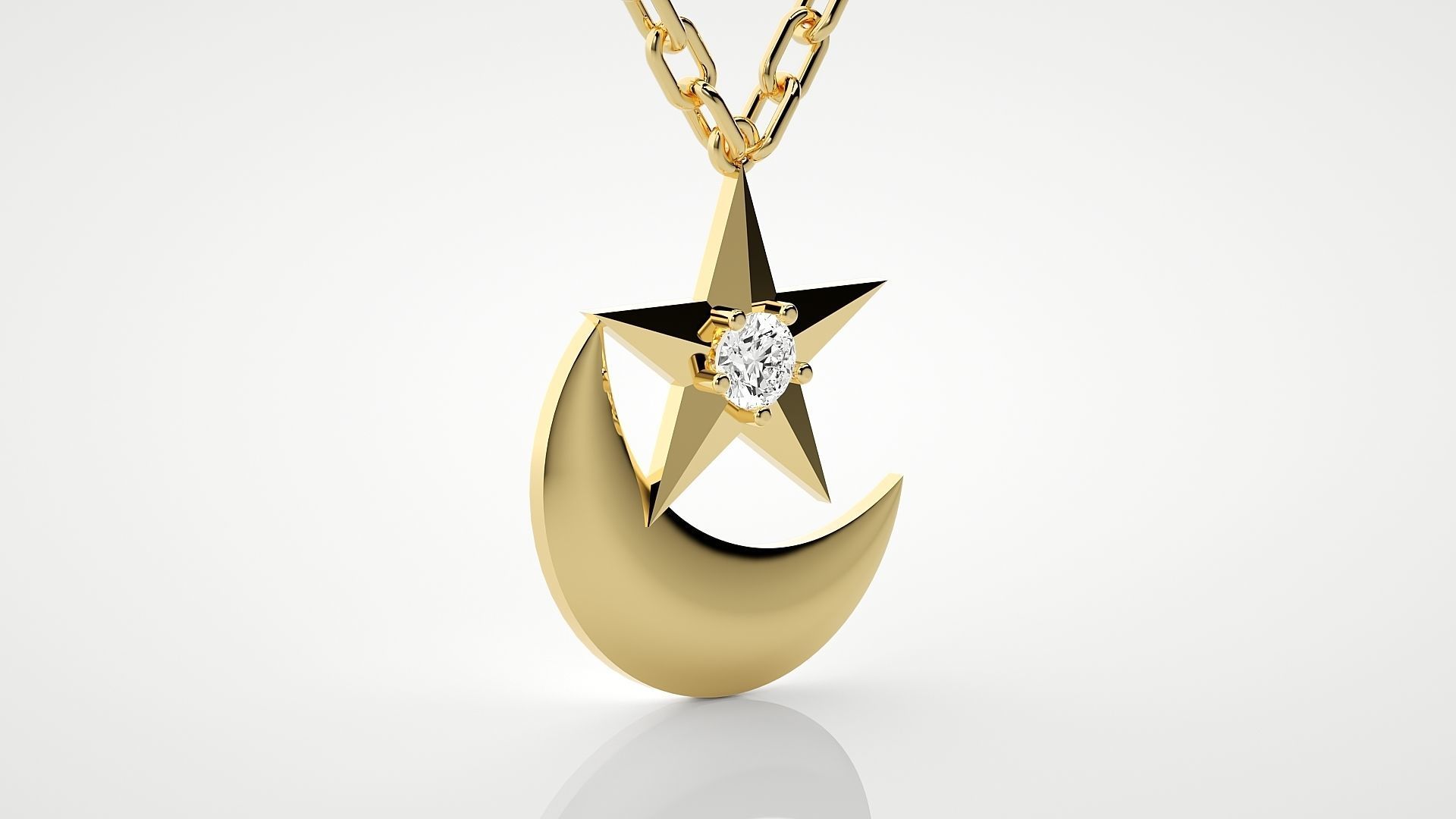 Moon and Star pendant 3dm stl render details  3D print model_16
