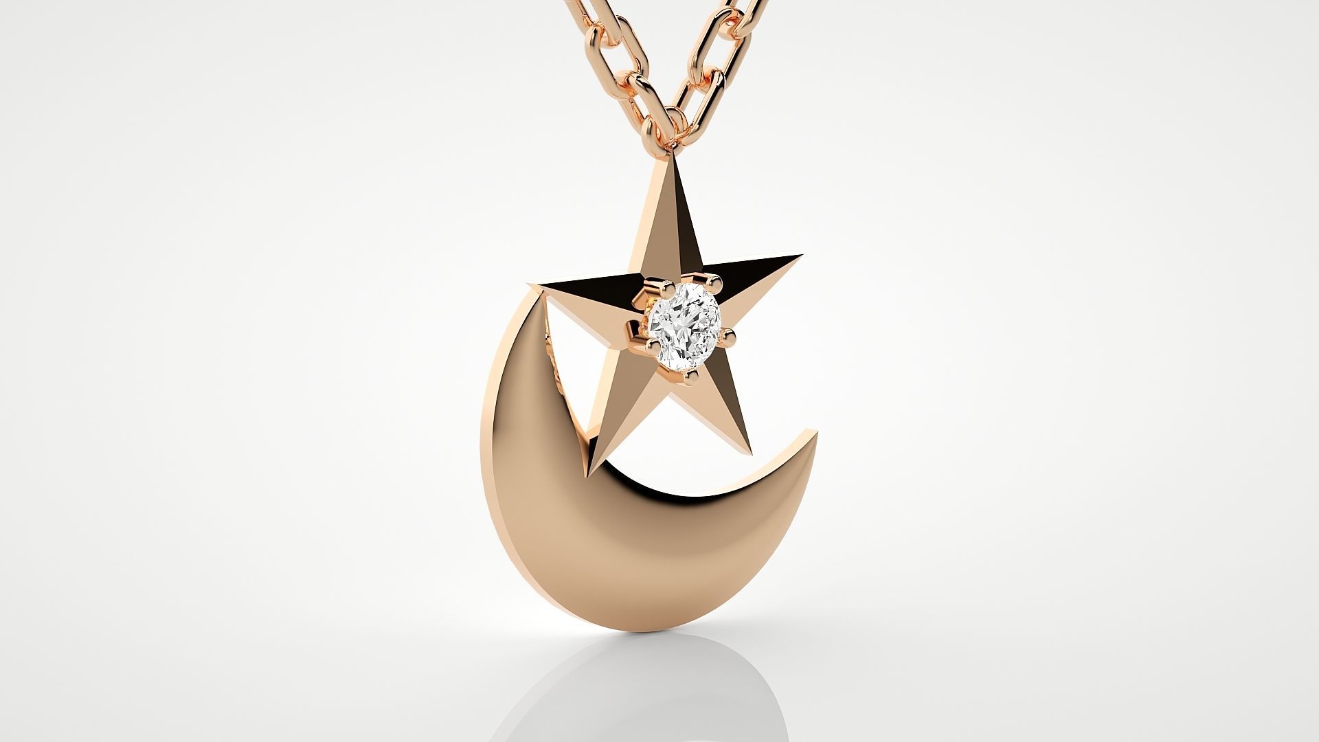 Moon and Star pendant 3dm stl render details  3D print model_3