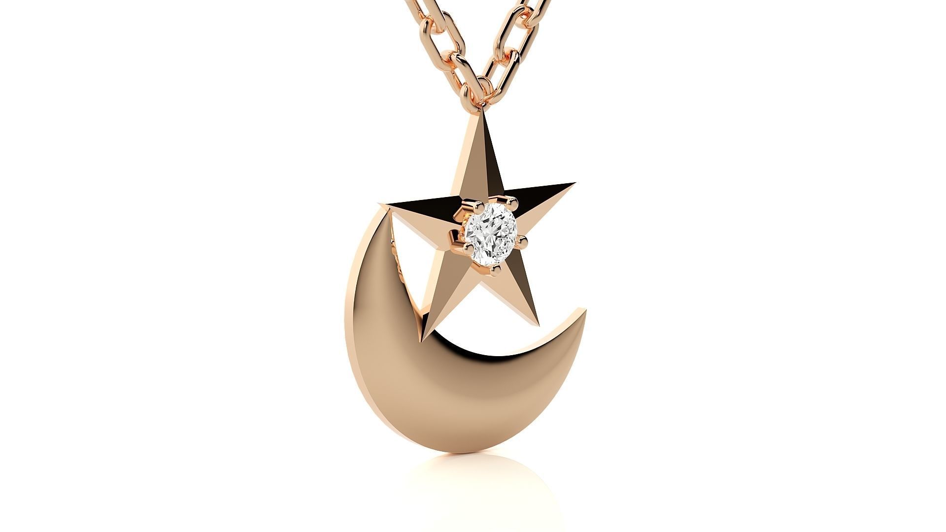 Moon and Star pendant 3dm stl render details  3D print model_2