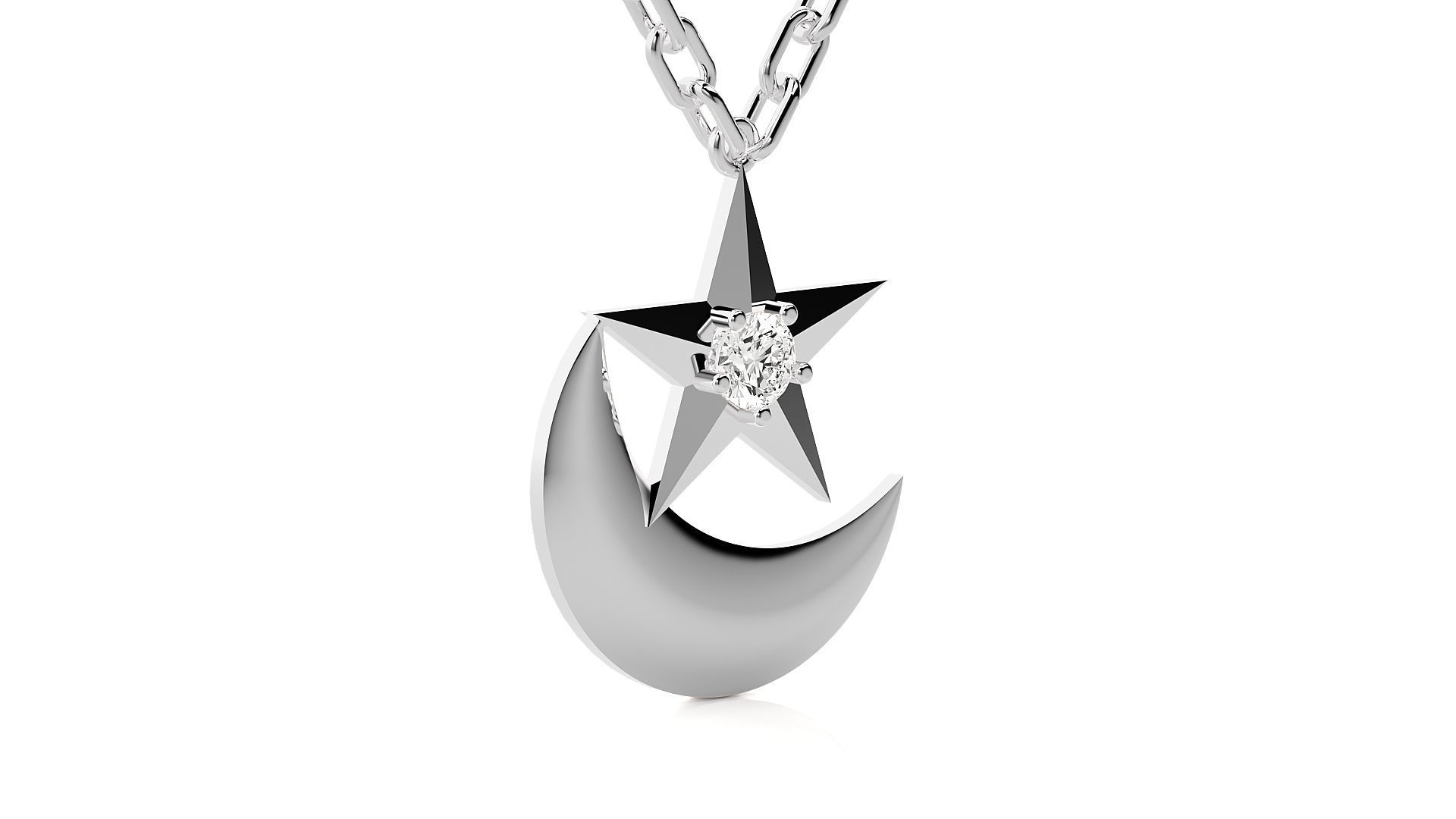 Moon and Star pendant 3dm stl render details  3D print model_9