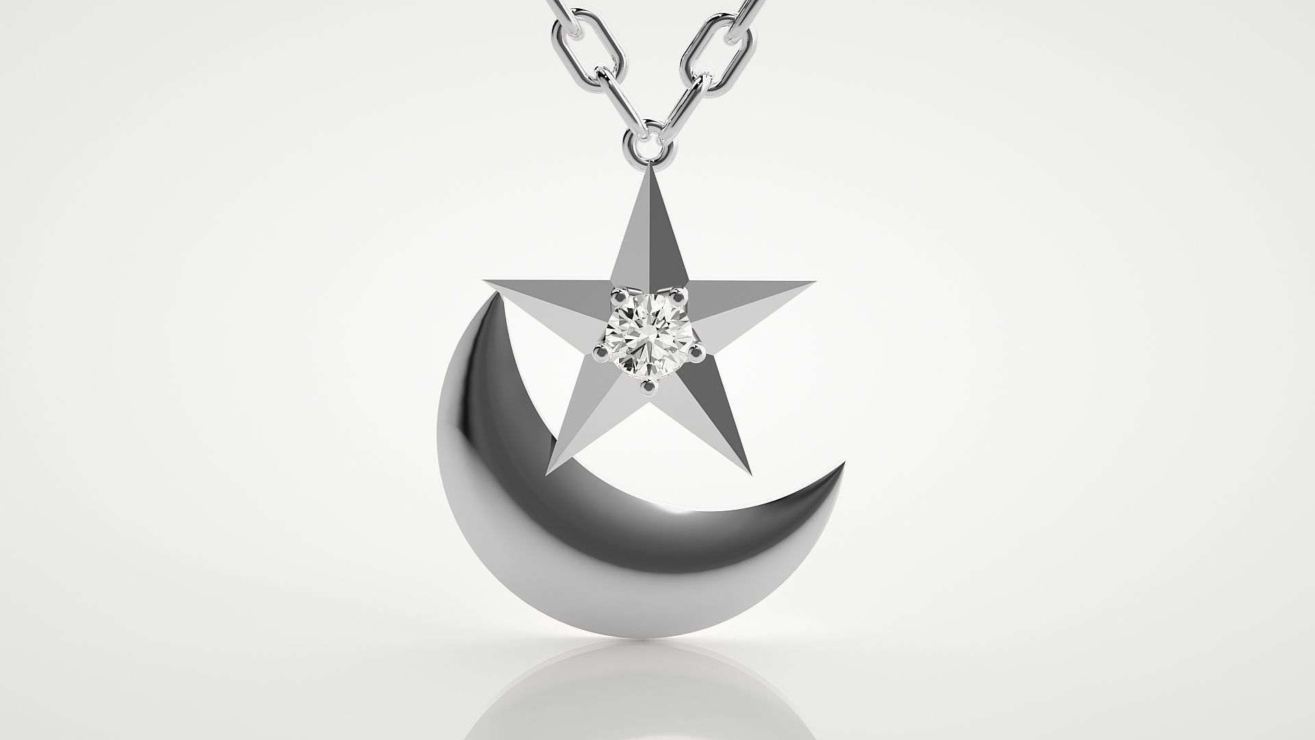 Moon and Star pendant 3dm stl render details  3D print model_8