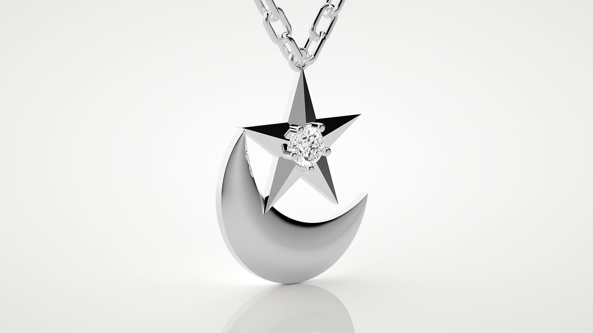 Moon and Star pendant 3dm stl render details  3D print model_10