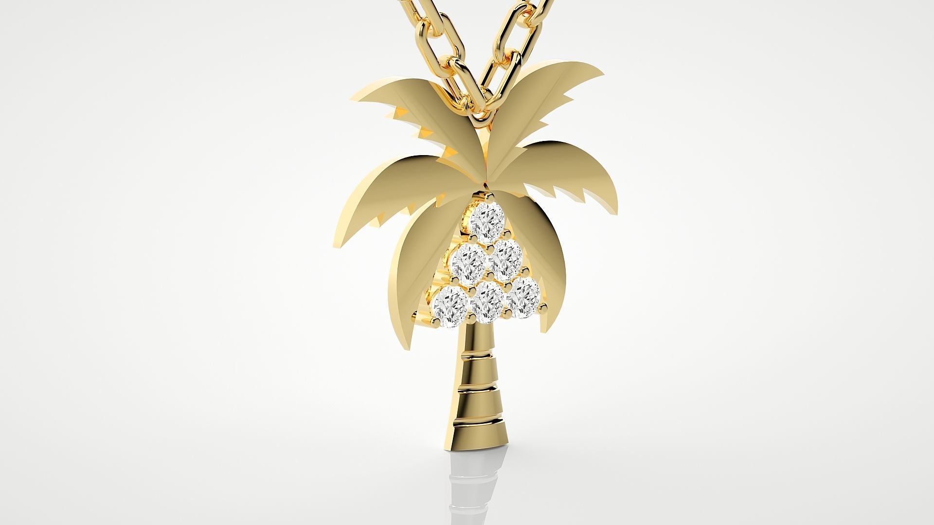 Diamond palm tree pendant 3dm stl render details 3D print model_16