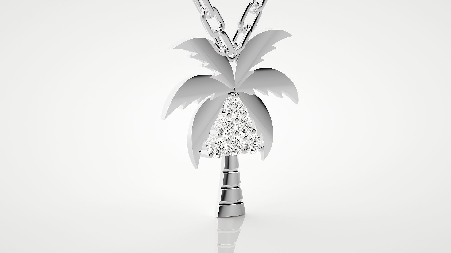 Diamond palm tree pendant 3dm stl render details 3D print model_10