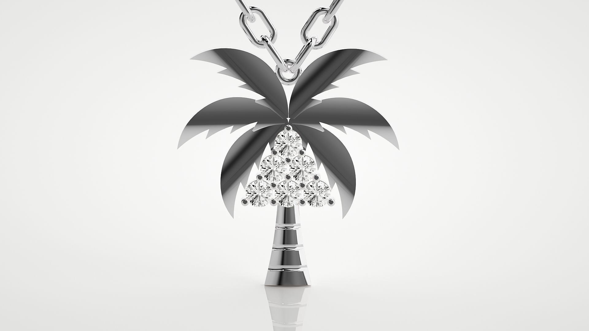 Diamond palm tree pendant 3dm stl render details 3D print model_8