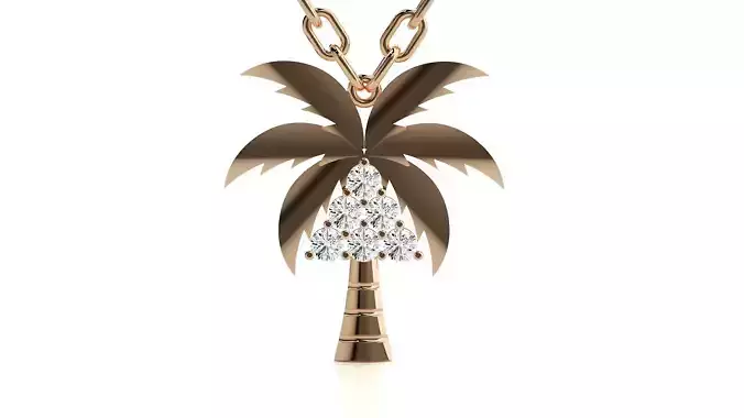 Diamond palm tree pendant 3dm stl render details 3D print model