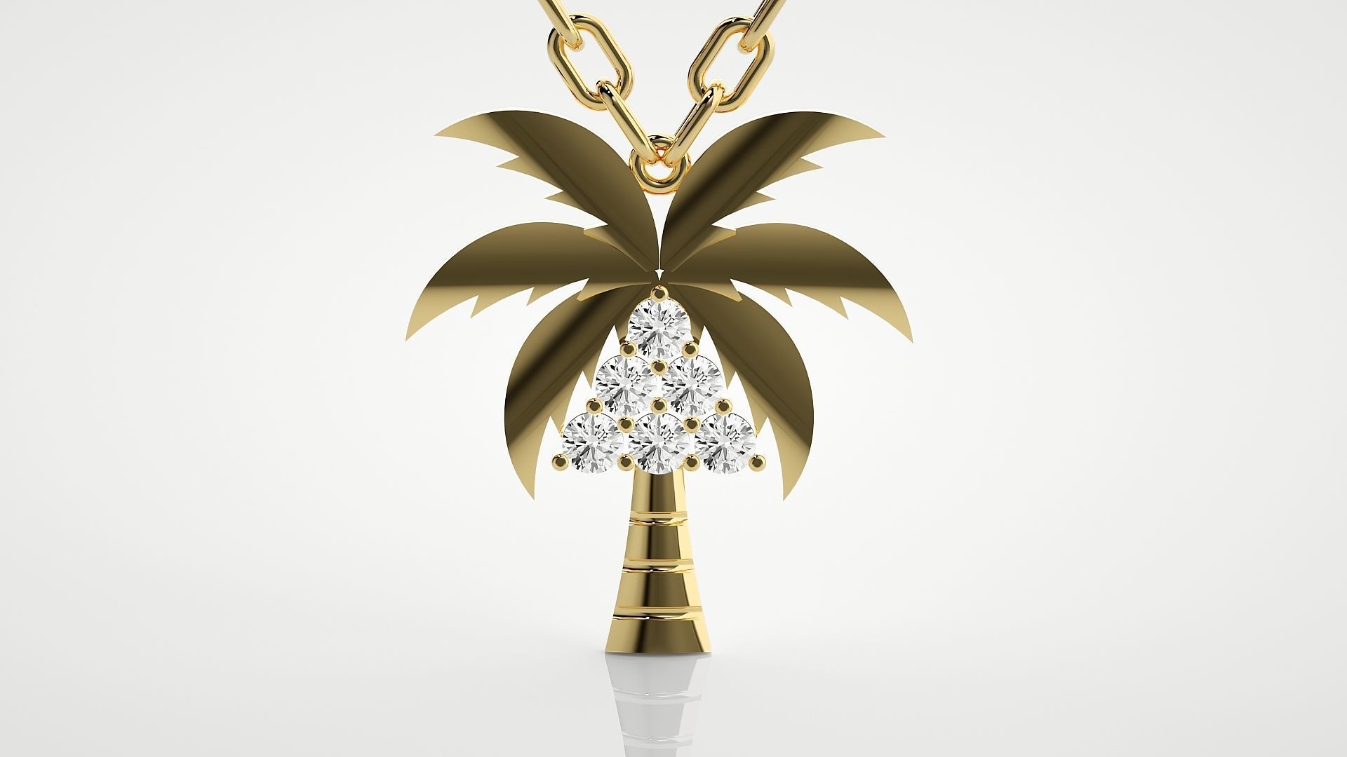 Diamond palm tree pendant 3dm stl render details 3D print model_14