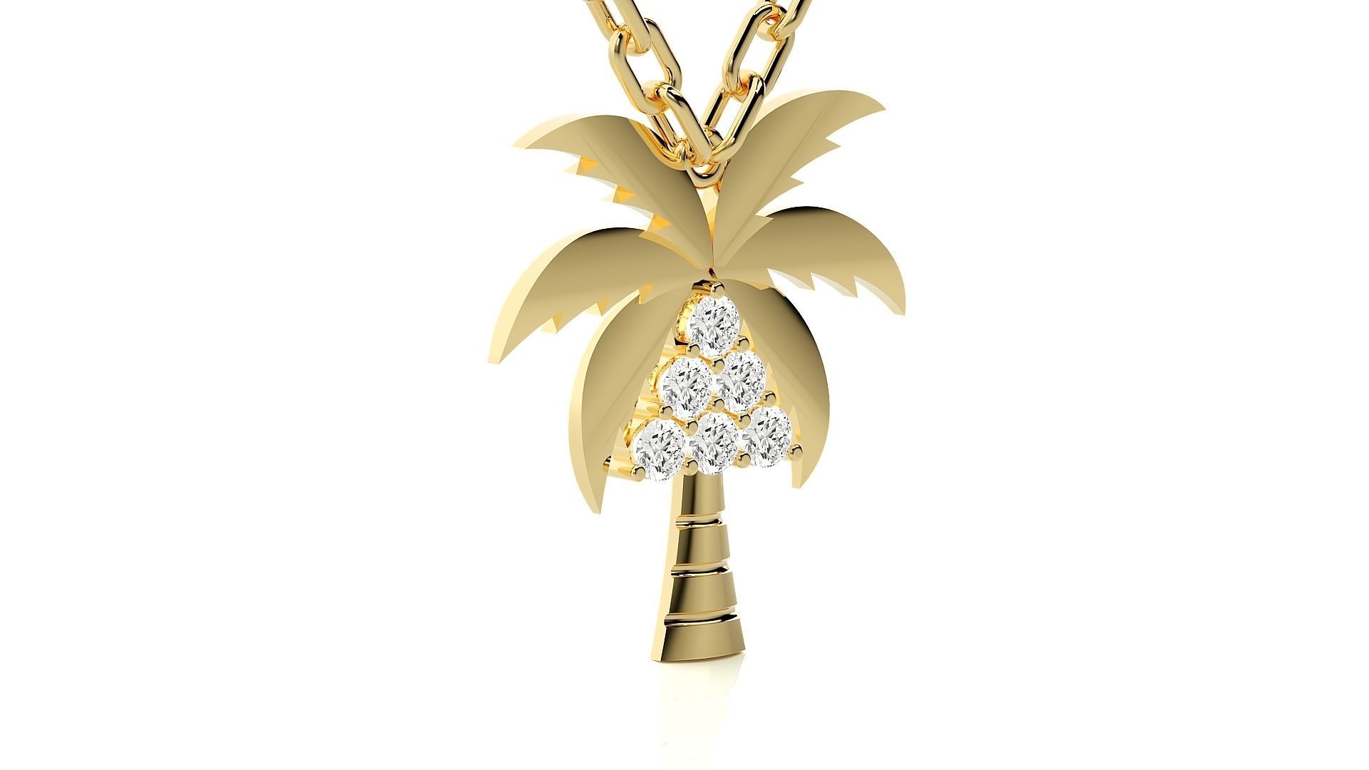 Diamond palm tree pendant 3dm stl render details 3D print model_15