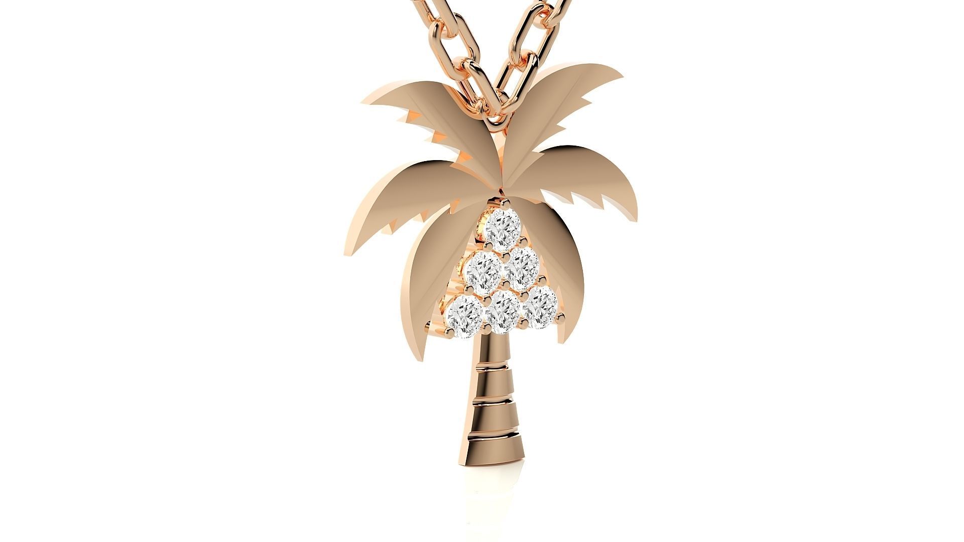 Diamond palm tree pendant 3dm stl render details 3D print model_2