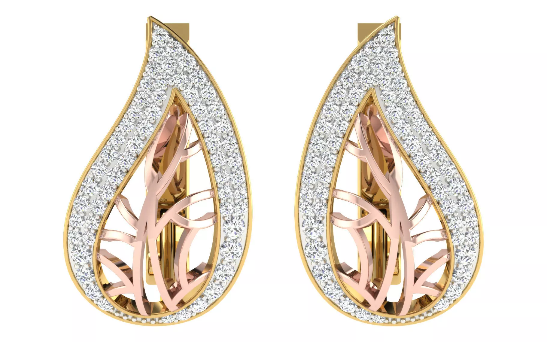 Solitaire Women Drop Earring 3dm STL OBJ FBX Render Details 3D print model