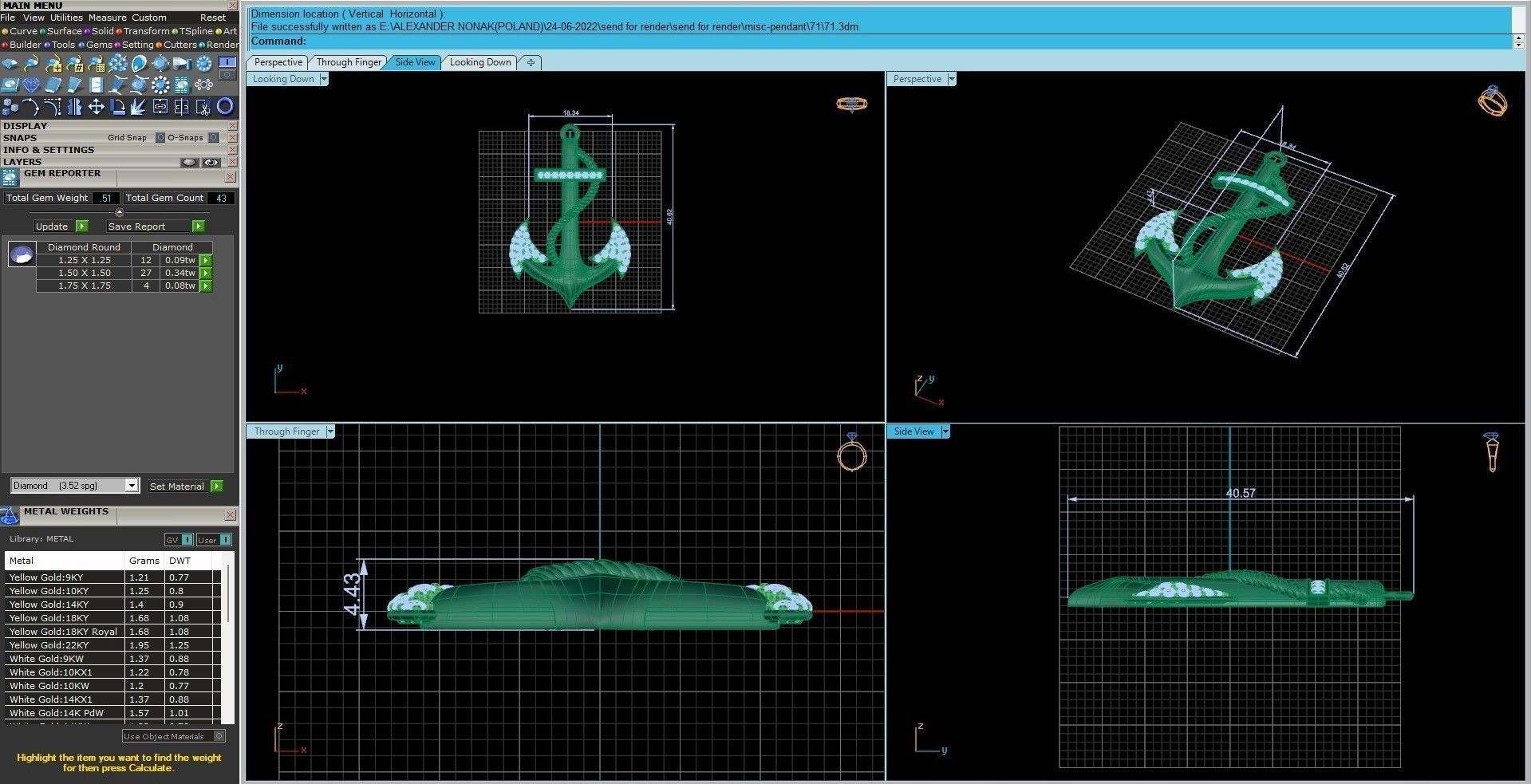 Anchor pendant 3dm stl render details 3D print model_3