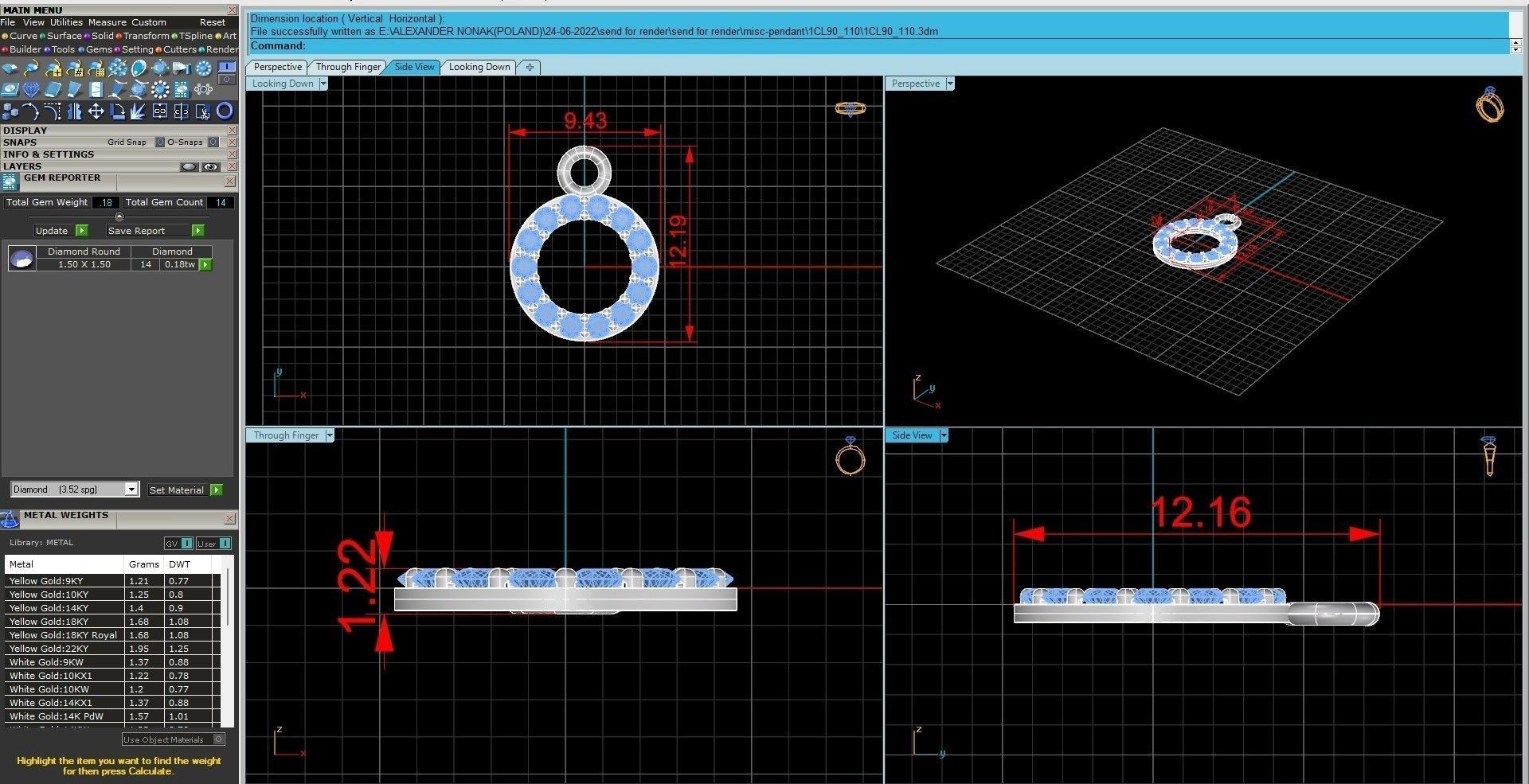 Women pendant 3dm stl render details  3D print model_3