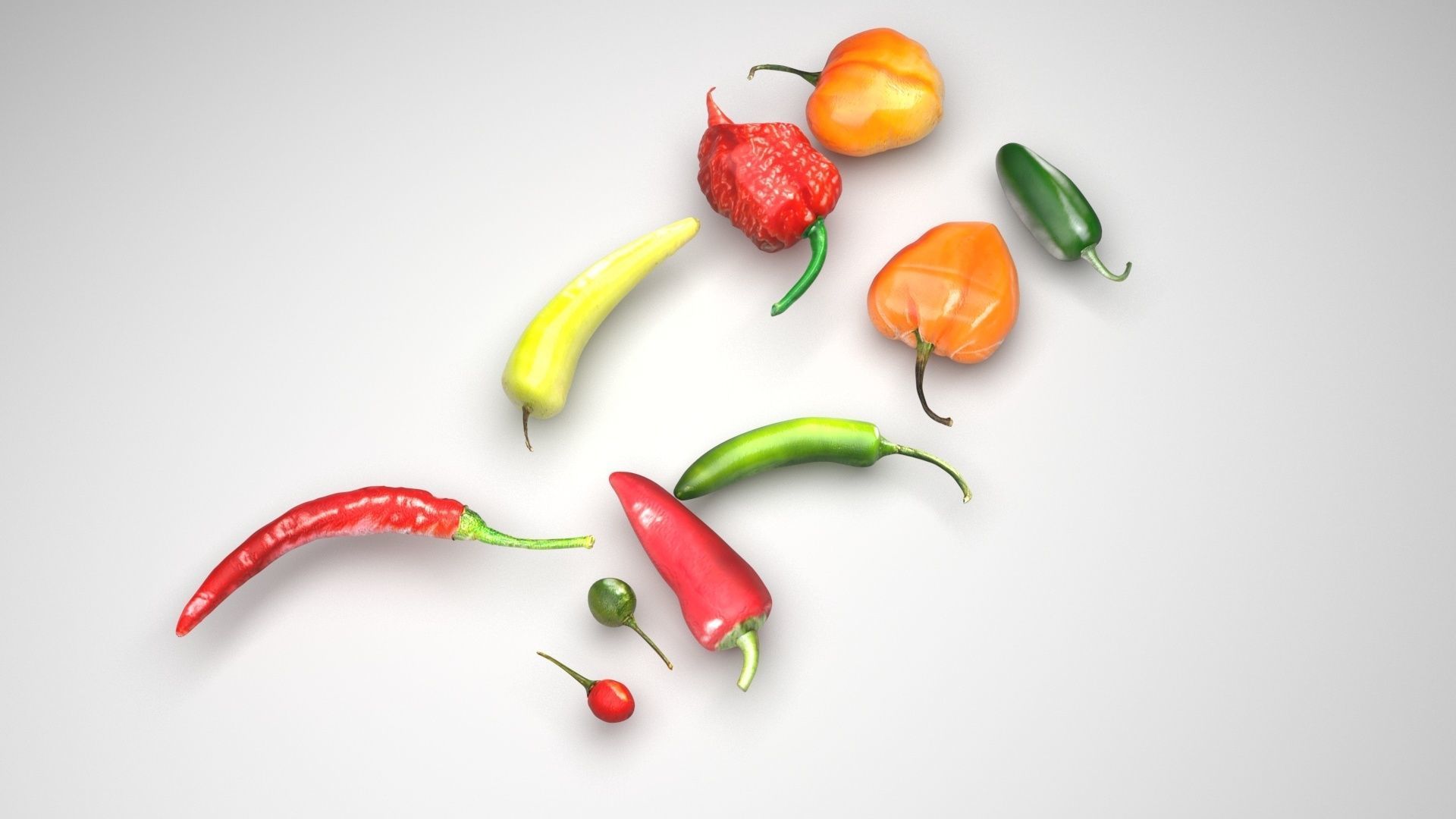 Chili Peppers Set 3D model_2