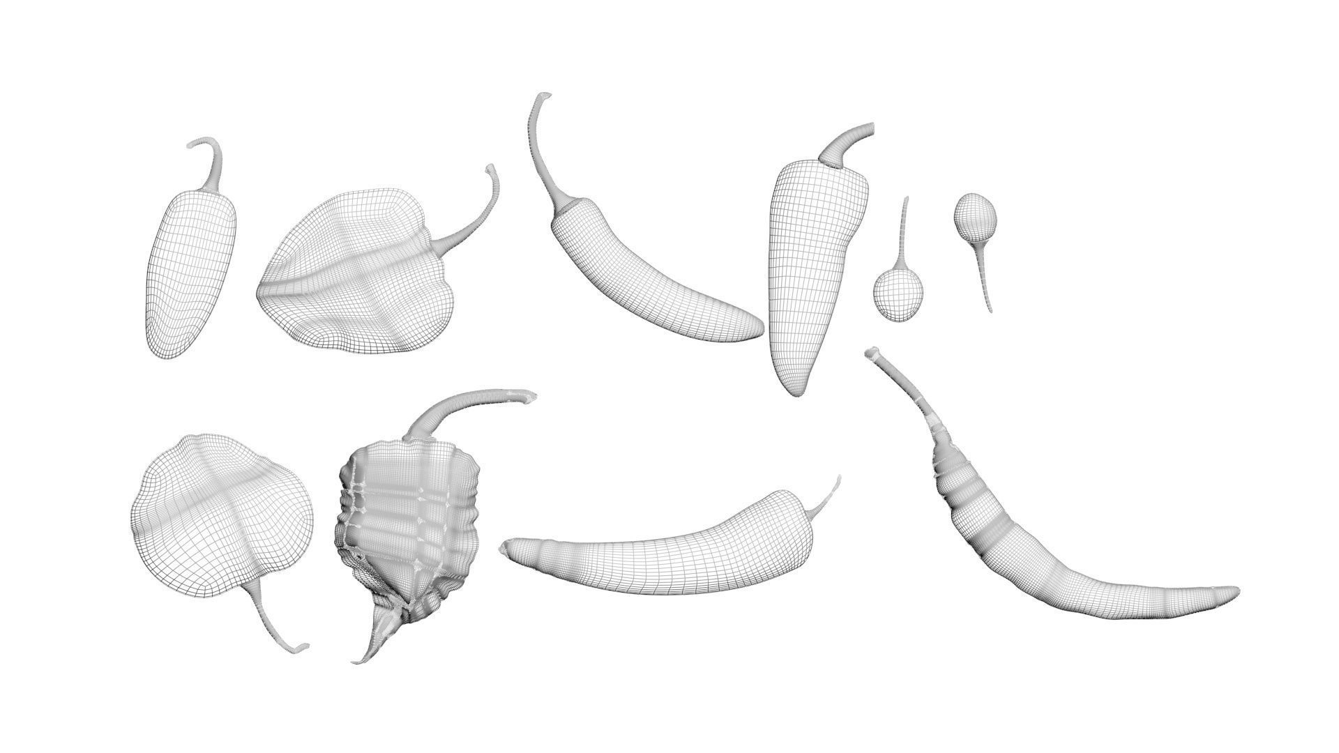 Chili Peppers Set 3D model_17