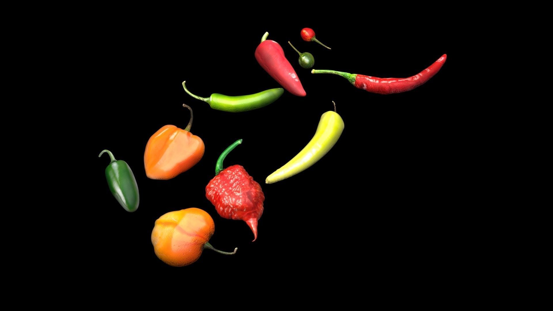 Chili Peppers Set 3D model_5