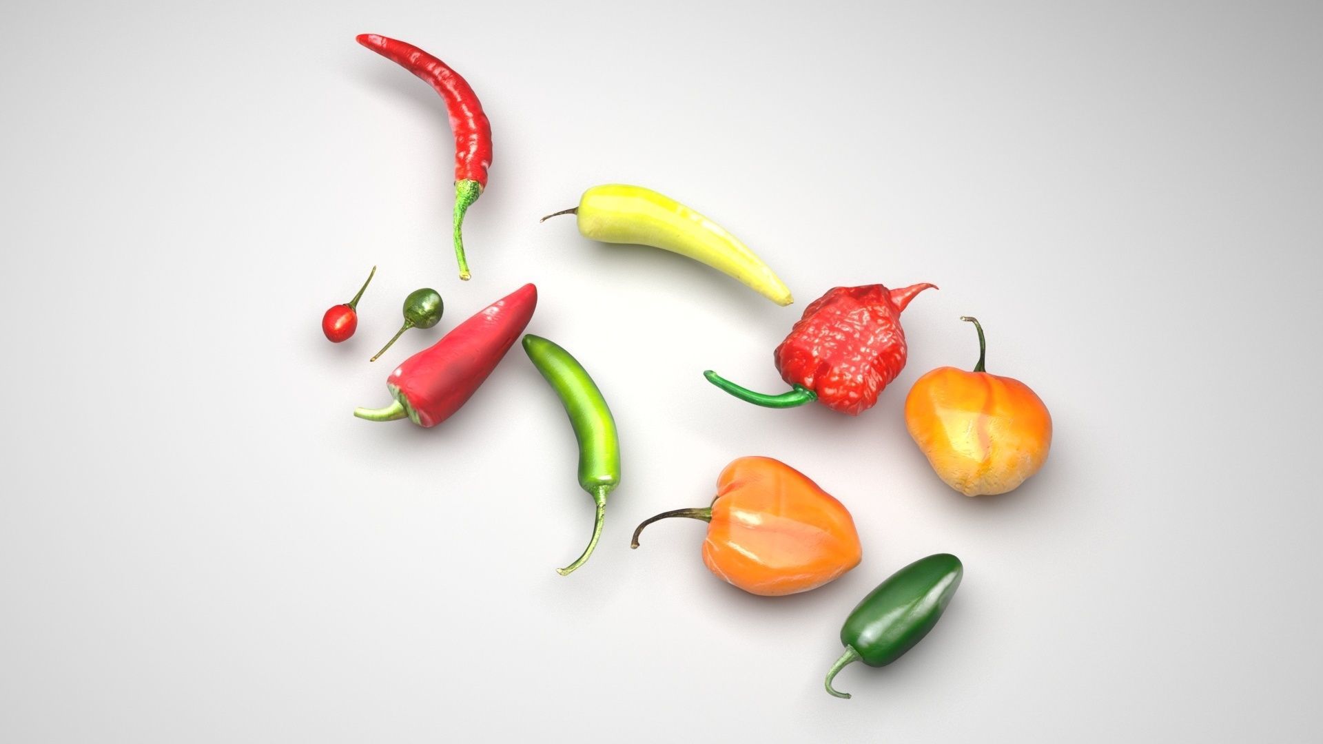 Chili Peppers Set 3D model_3