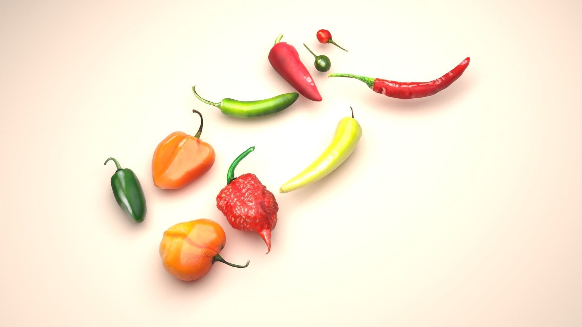 Chili Peppers Set 3D model_4