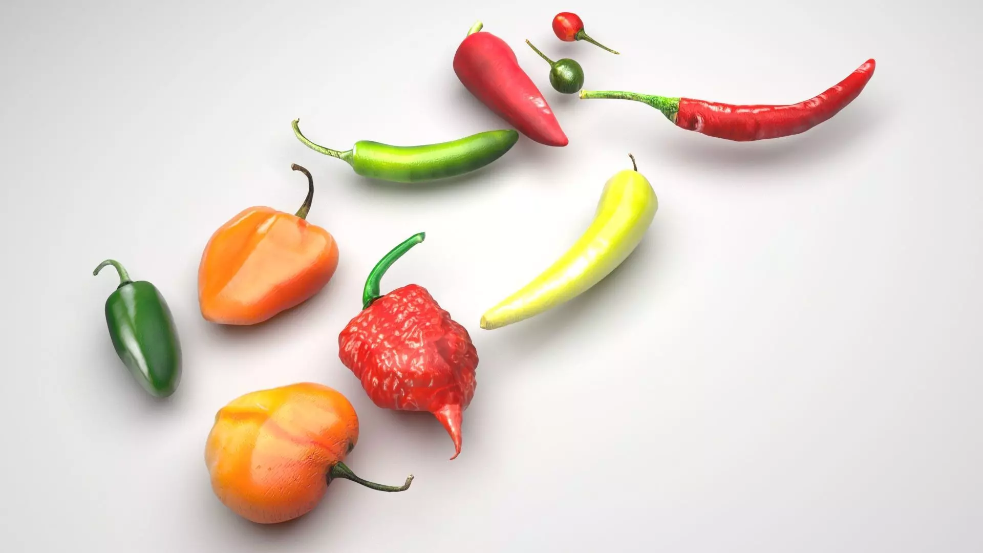 Chili Peppers Set 3D model_0