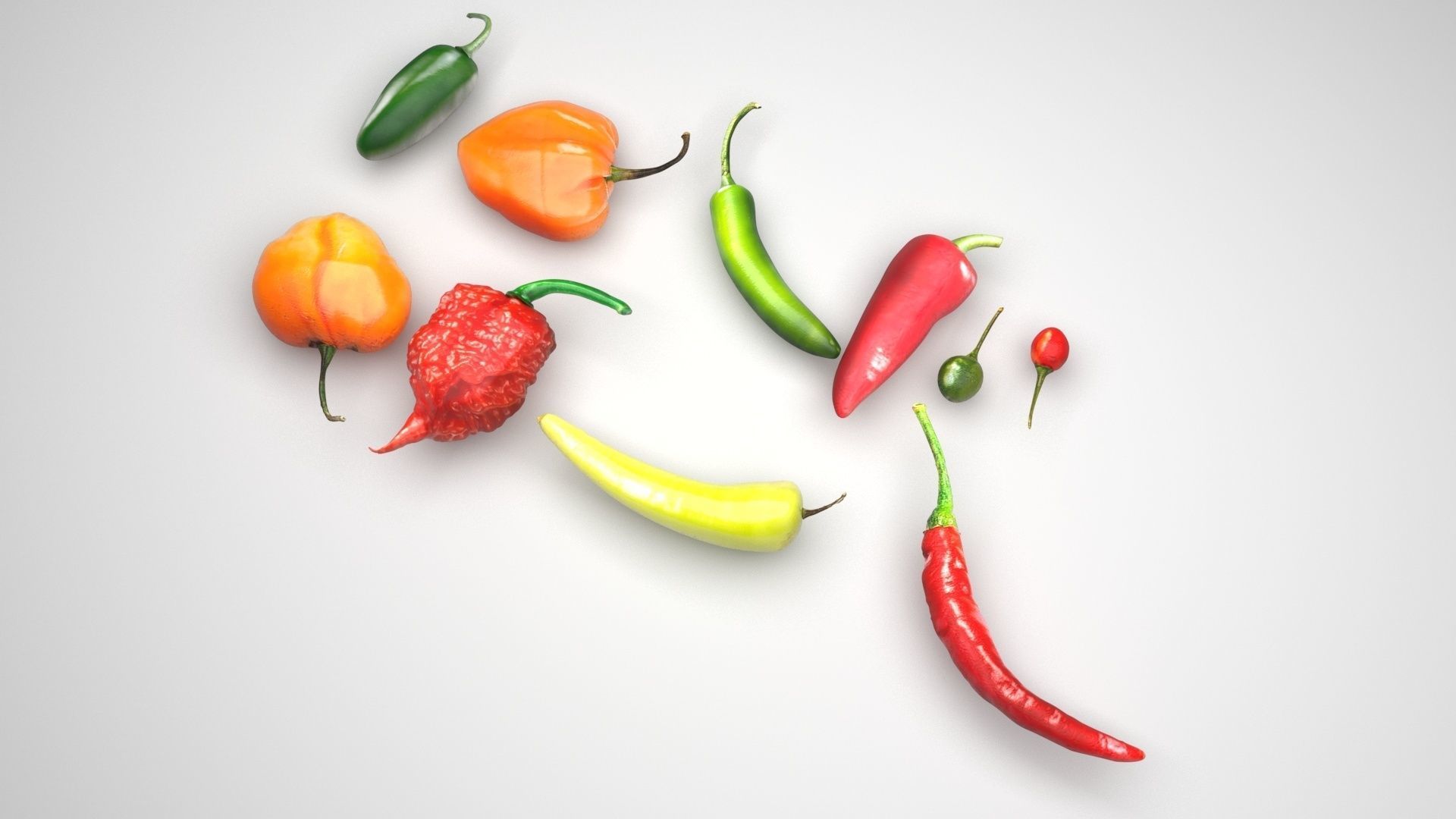 Chili Peppers Set 3D model_1
