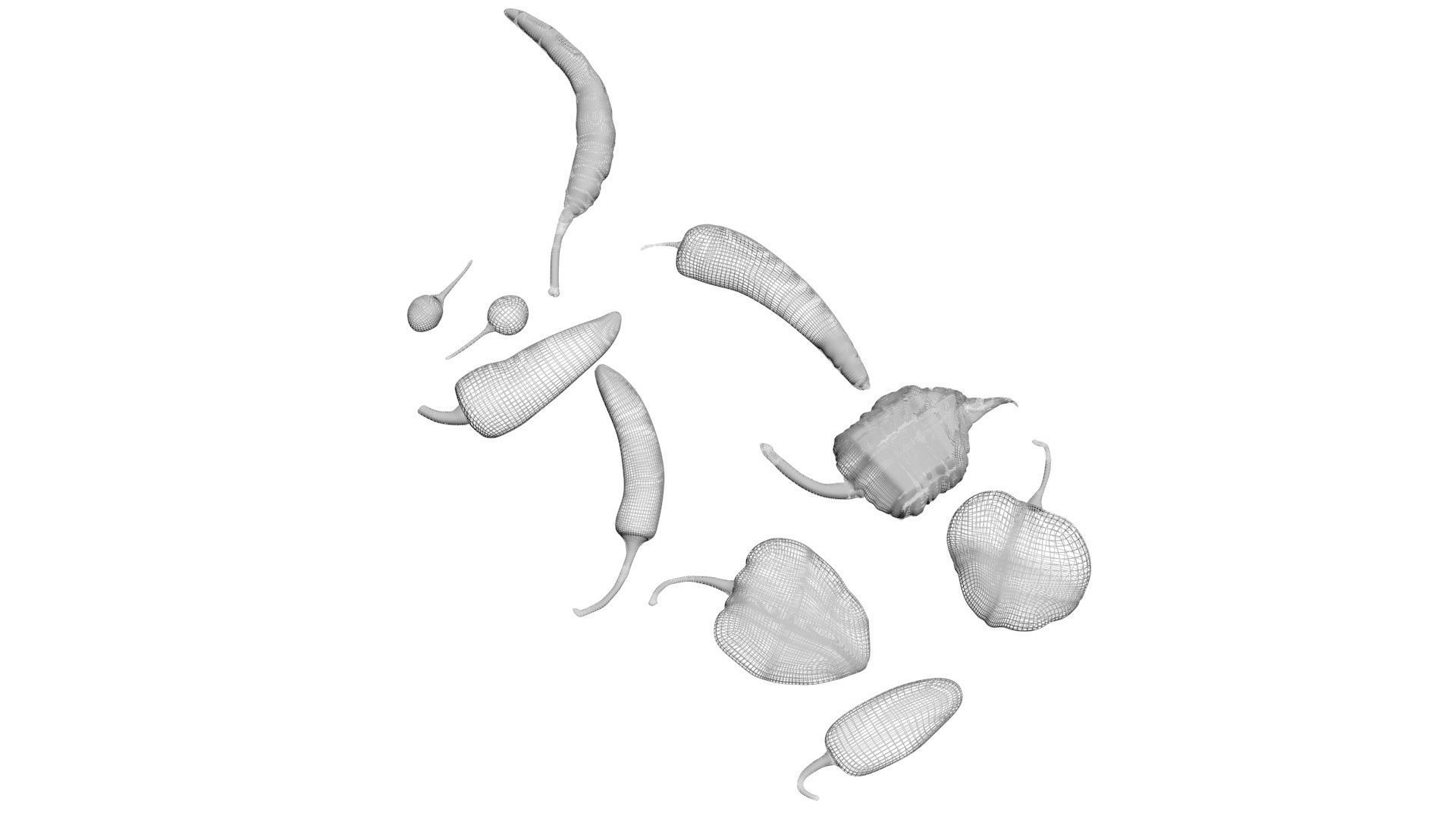 Chili Peppers Set 3D model_15