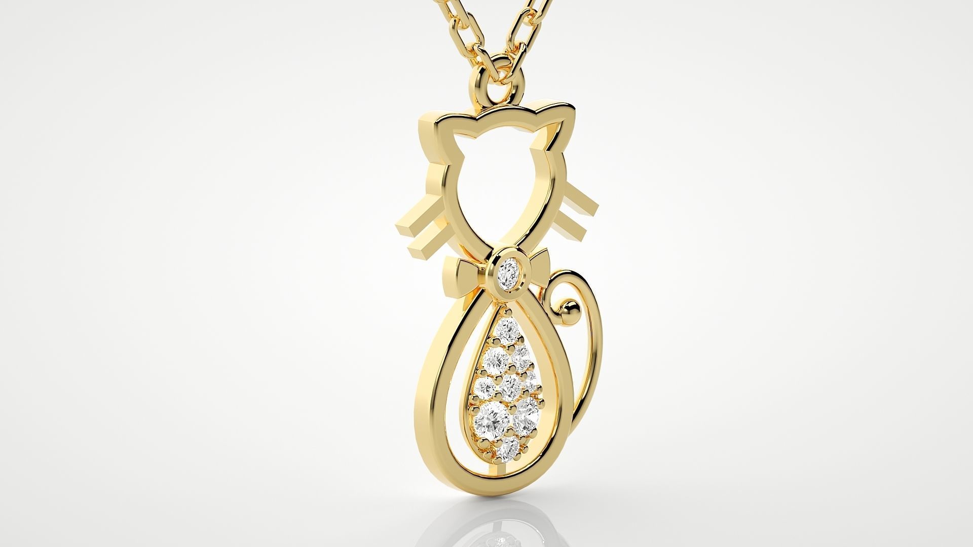 Cat pendant 3dm stl render details 3D print model_15
