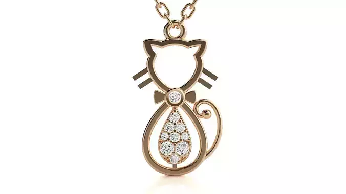 Cat pendant 3dm stl render details 3D print model