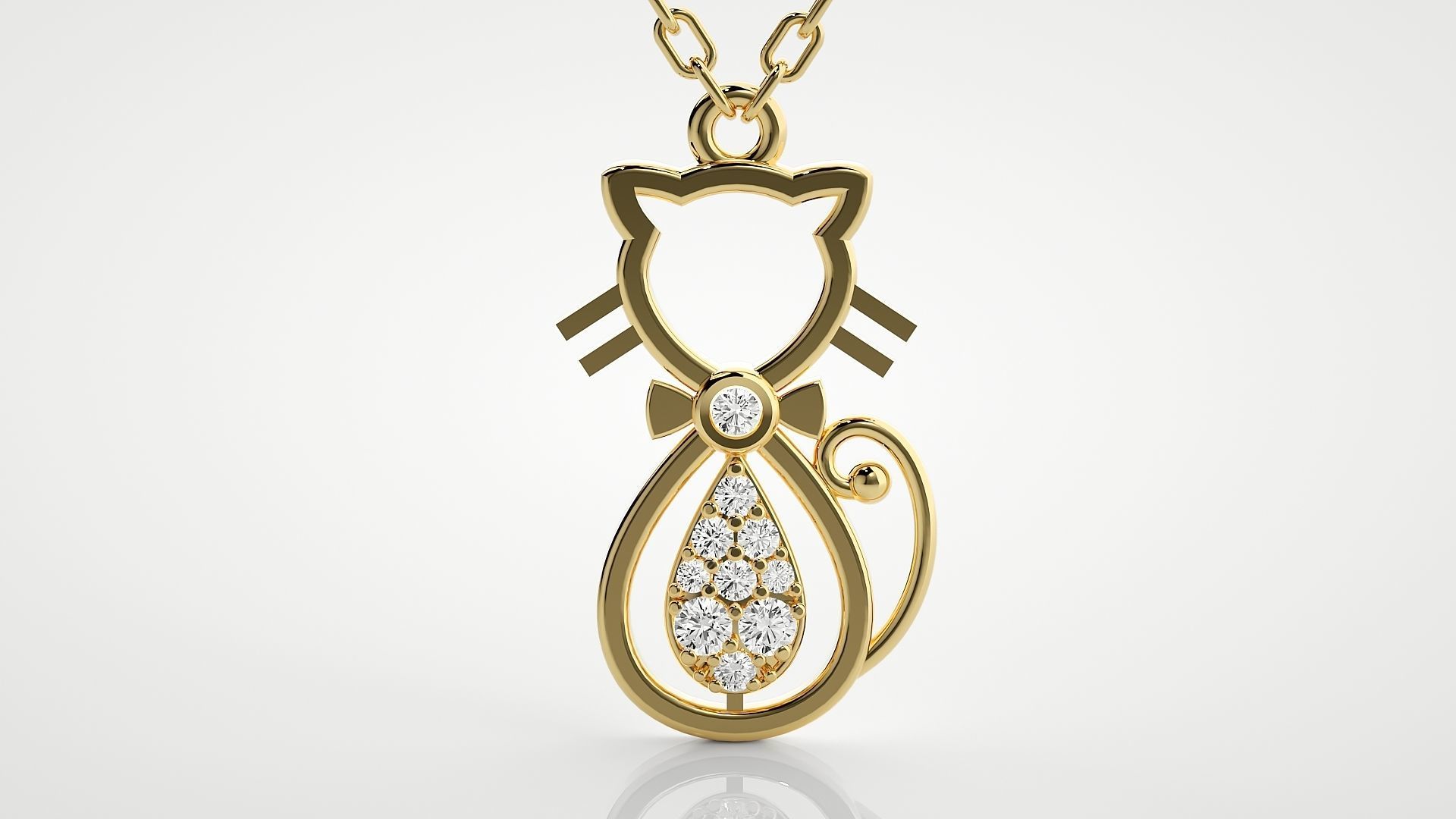 Cat pendant 3dm stl render details 3D print model_13