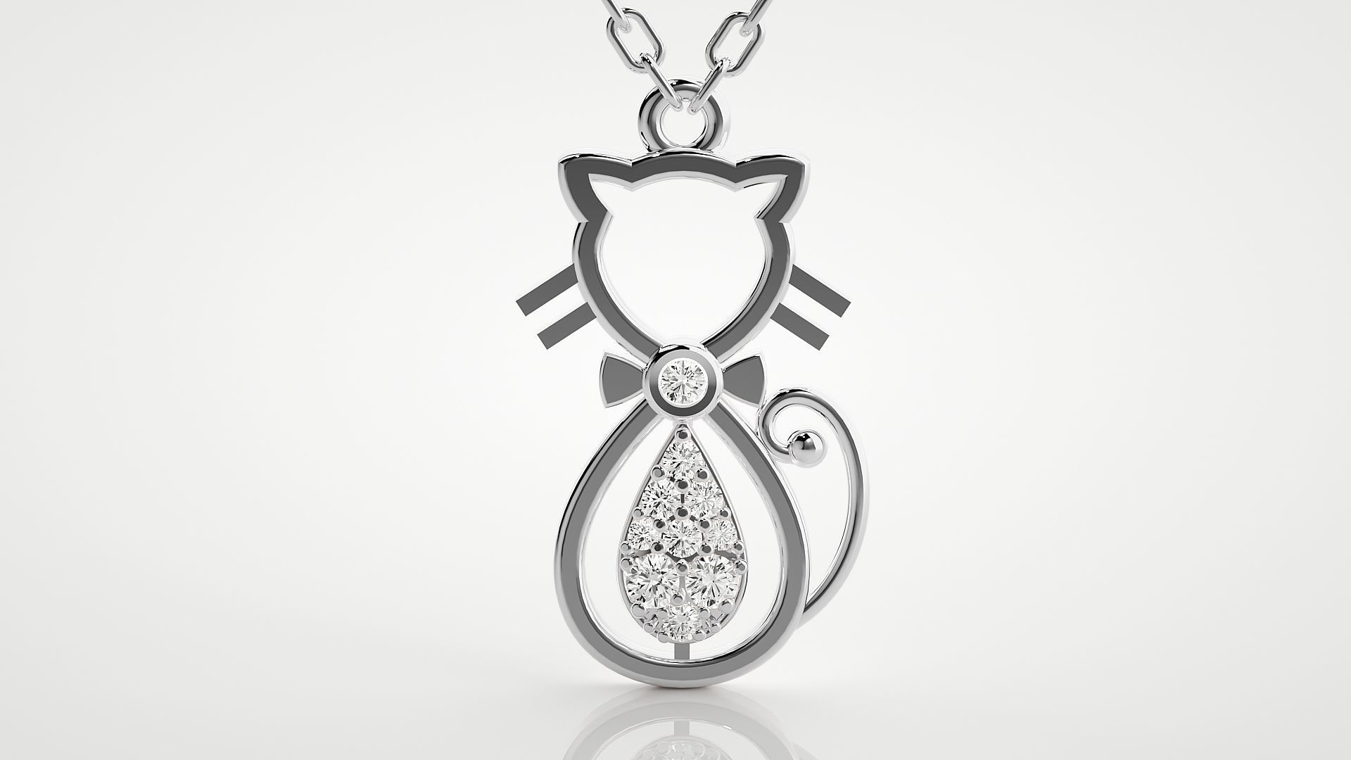 Cat pendant 3dm stl render details 3D print model_7