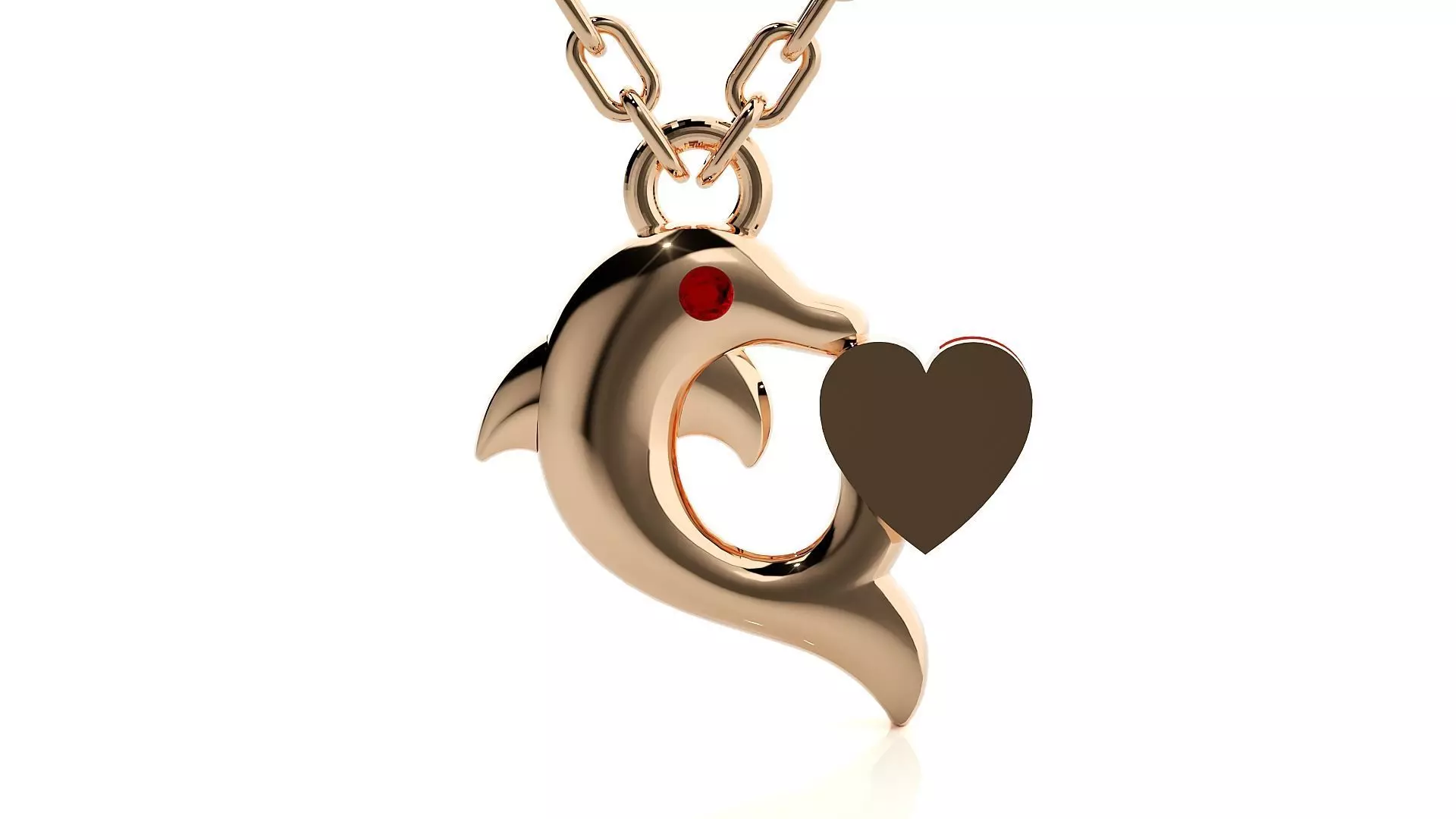 Dolphin with heart pendant 3dm stl render details 3D print model