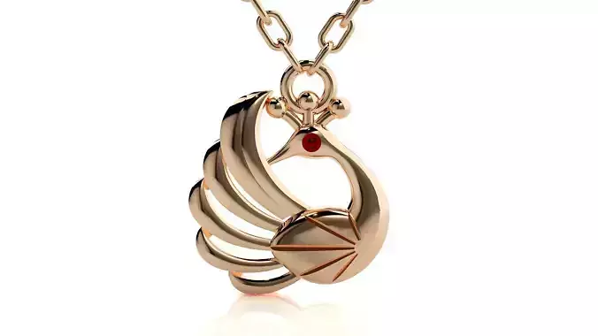 Peacock pendant 3dm stl render details 
